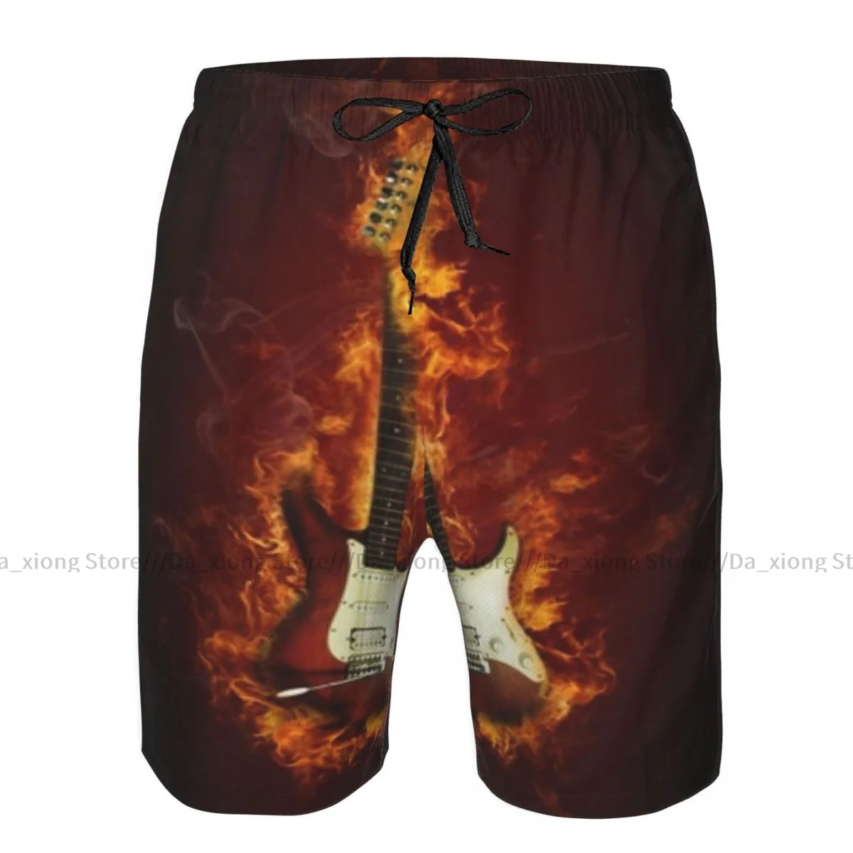 Man Swimwear Electric Guitar In Burning Hardrock Musical Swim Shorts Trunks Beach Board Shorts Swimming Swimsuits