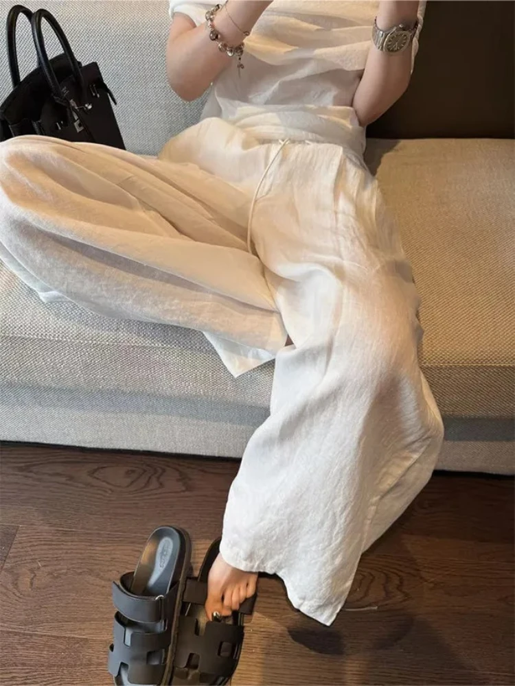 High-waisted Loose Casual Straight-leg Pants Purple Wide-leg Pants for Women Summer Thin 2026 Korean Fashion Women's Trousers