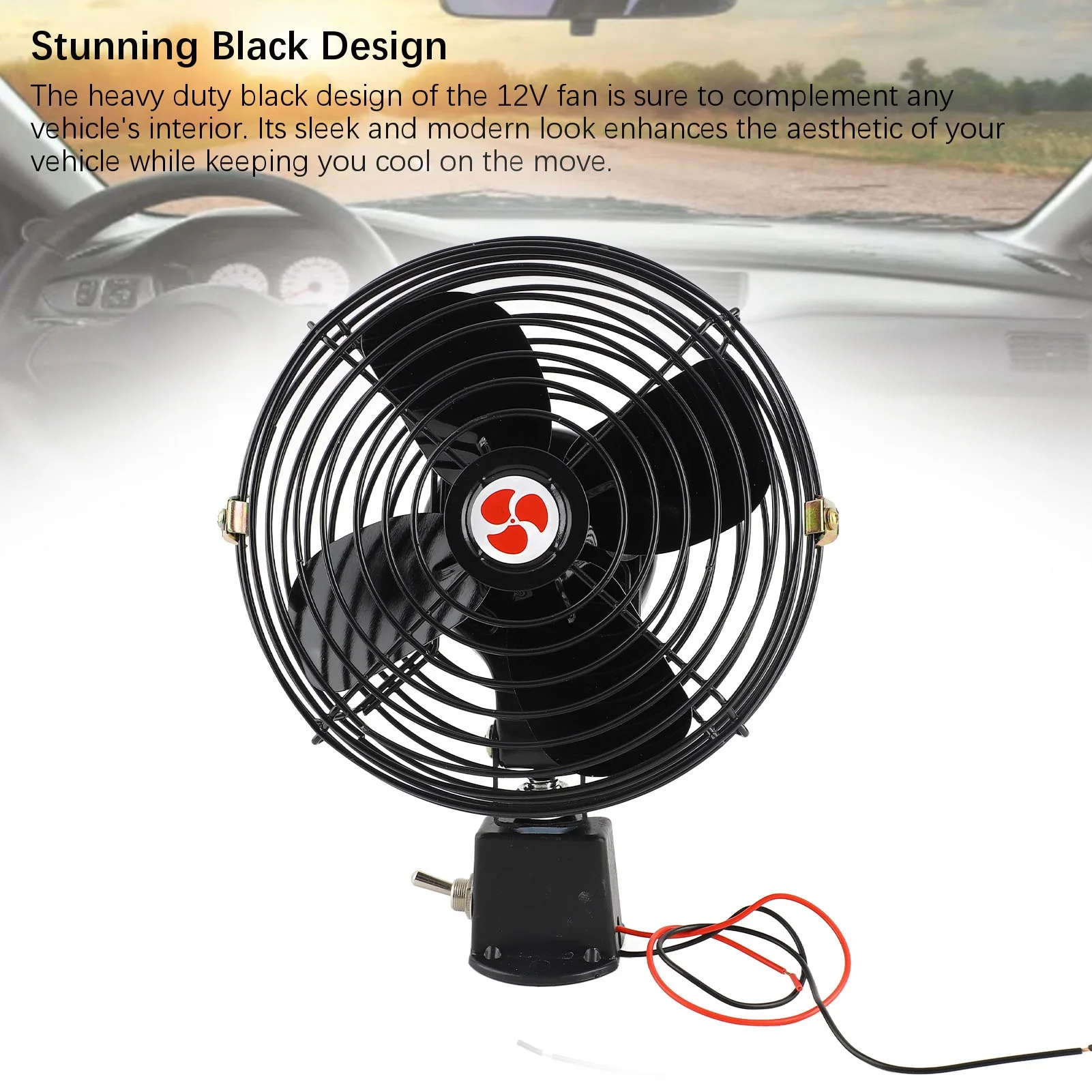

12V Car Cooling Fan, 12V 6/8in RV Cooling Fan with 2 Speed Switch Heavy Duty Quiet Metal Car Fan for Truck RV Car Boat Bus