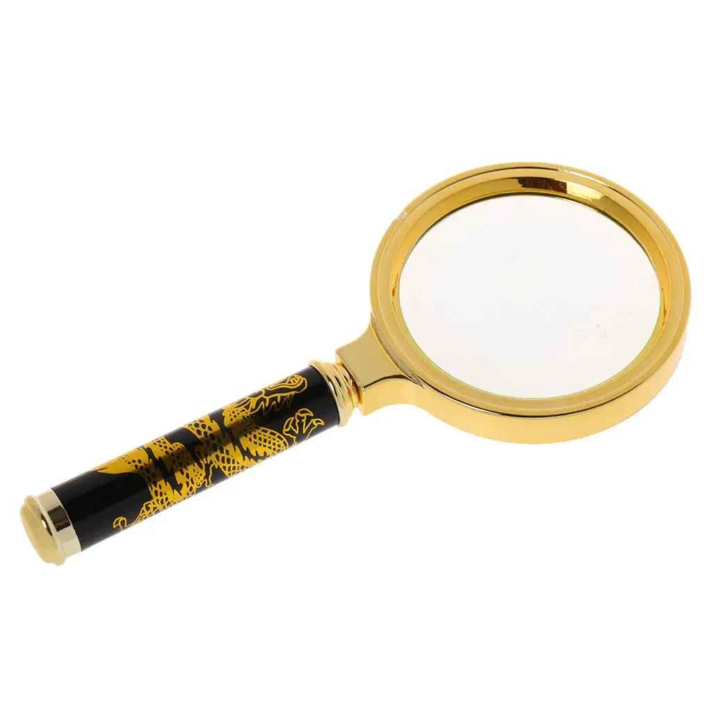 

70mm Dragon Carved 7 Held Magnifying Glass Optical Reading Tool Hobby Loupe Loop Lens