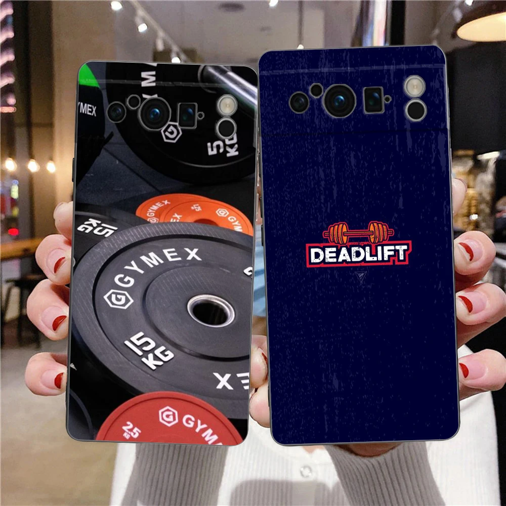 Barbell Deadlift Fitness Phone Case Cover for Google Pixel 8 7 6 7A 6A Pro 5G Shockproof Silicone Soft 9 Pro XL 8 Pro 5G Shell