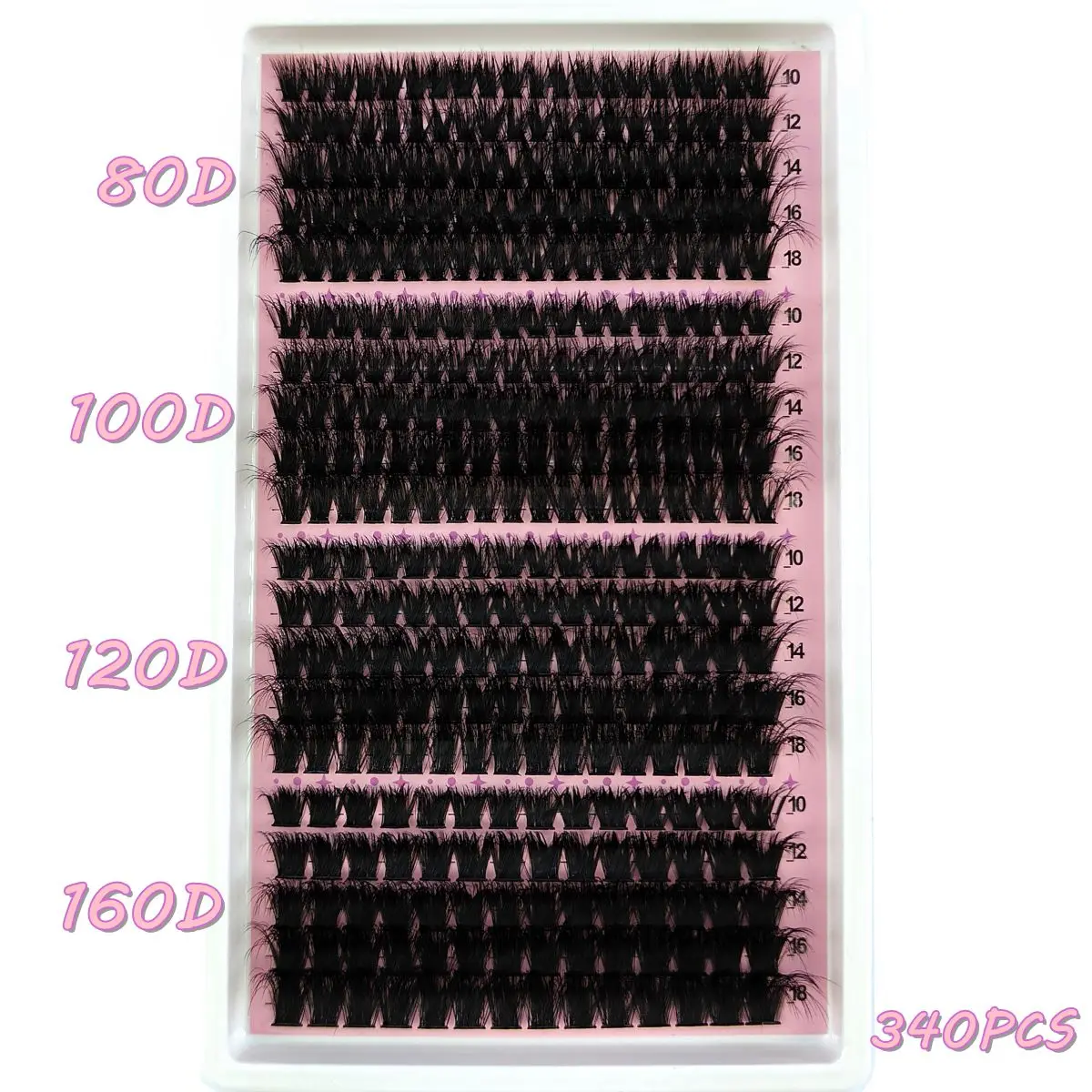 340/390pcs 40D-160D 믹스 5D 푹신한 개별 속눈썹 클러스터 확장 가짜 속눈썹 DIY 집에서 클러스터 메이크업 속눈썹 도구
