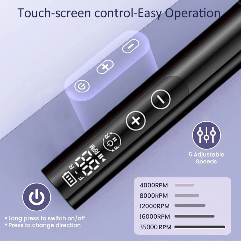 35000 دورة في الدقيقة مسمار آلة الحفر اللاسلكي الكهربائية مانيكير قاطعة المطحنة مجموعة المحمولة ملفات الأظافر ساندر هلام مزيل طلاء الأظافر أدوات