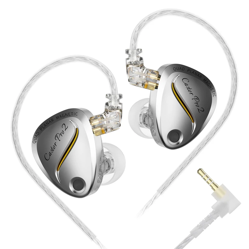 Originele, nieuwe KZ Castor Pro 2 muziek- en gaming-oordopjes met 10 mm dynamische driver, bedraad, type C, met microfoon, inclusief cadeau.