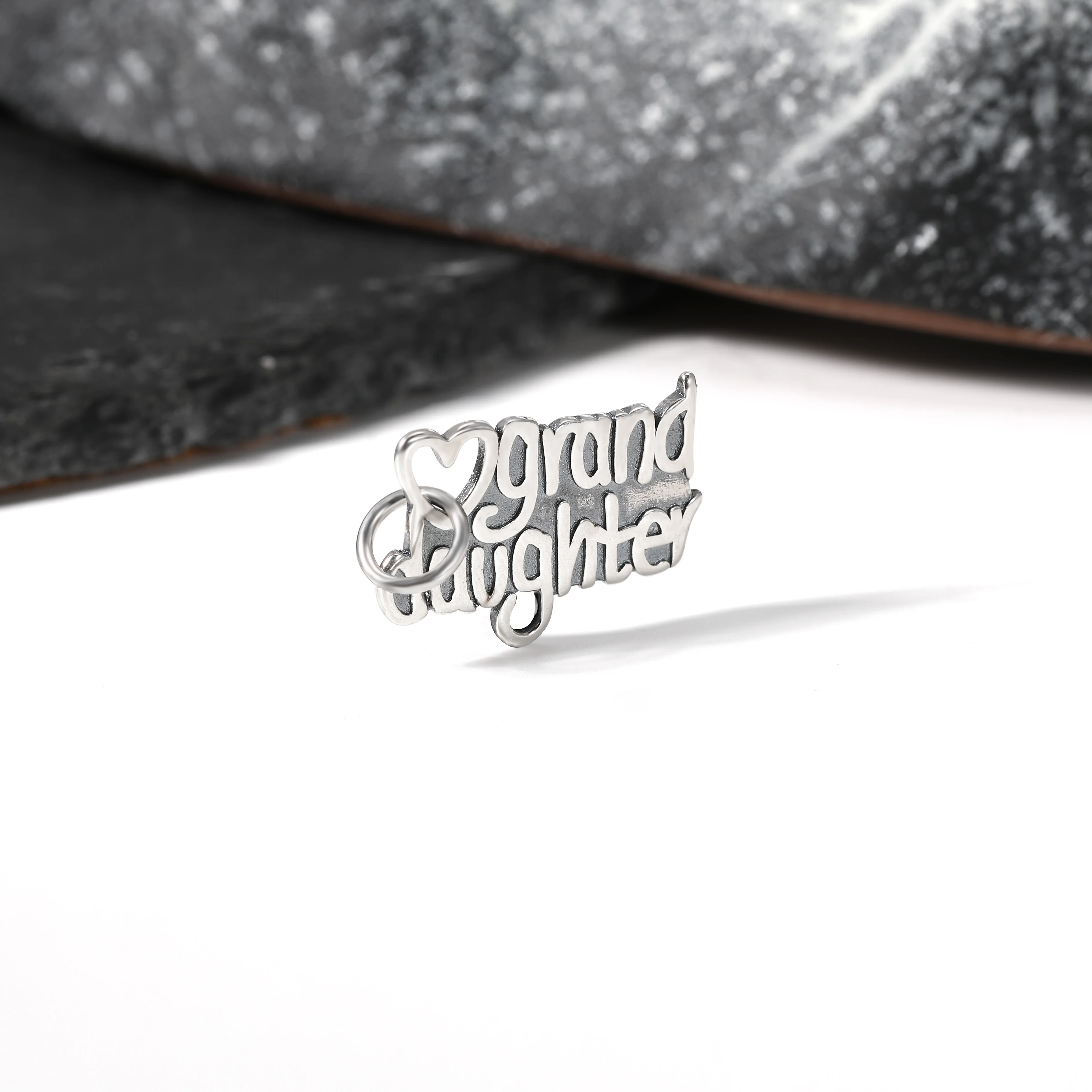 

DJ220 genuine 925 sterling silver exquisite keychain accessory "granddaughter" heart charm pendant silver jewelry