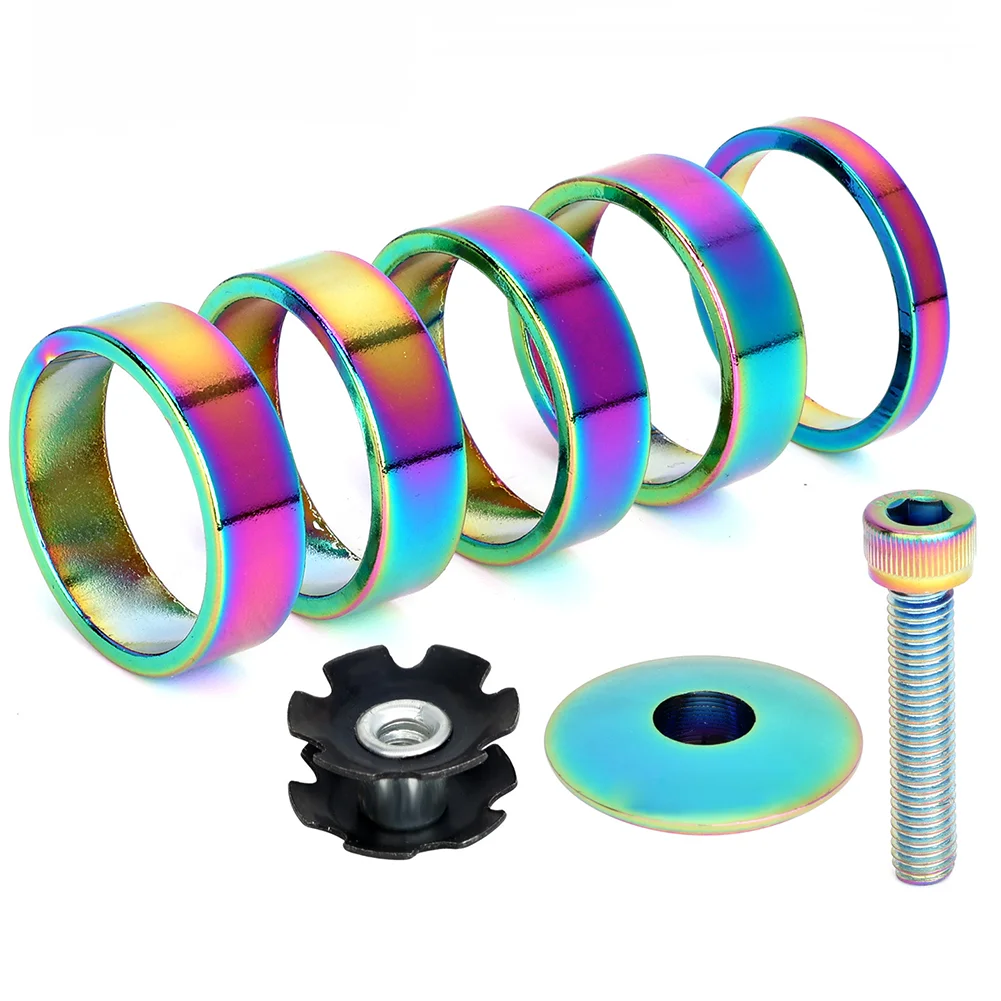 

Bike Headset Spacers Top Cap Kit Colorful Aluminium Alloy Front Fork Washer For 28.6 Front Fork Bicycle Accessories