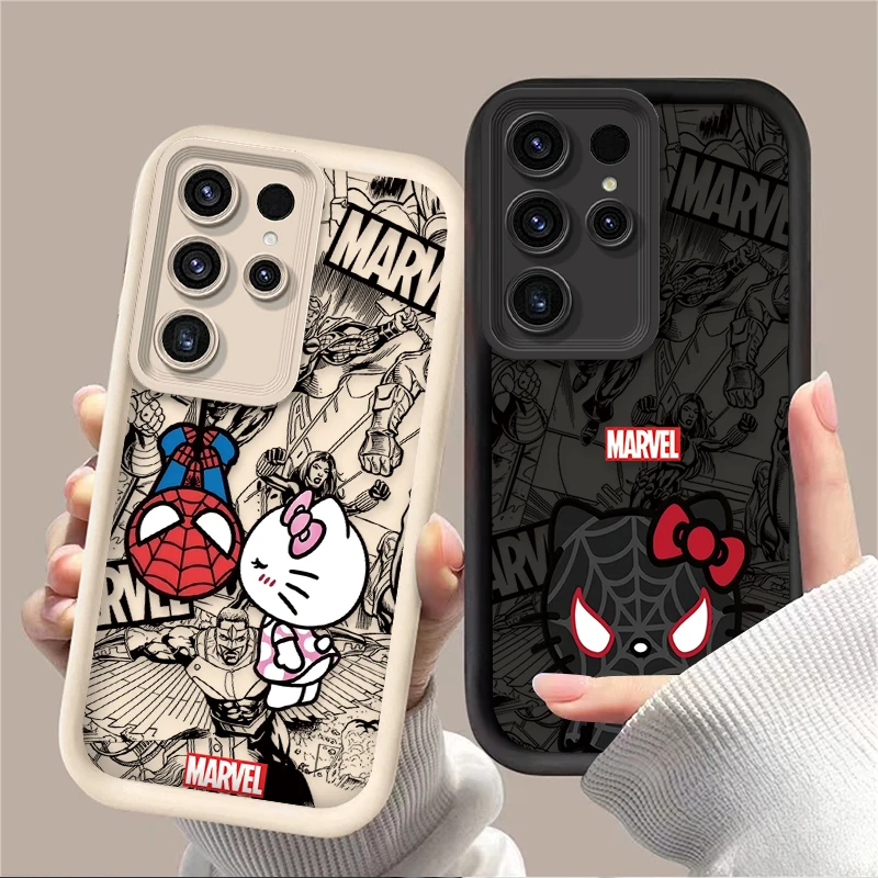 Anime Spider Man Hello Kitty Case For Samsung Galaxy S25 S24 S23 Ultra S22 S21 Plus FE A56 A36 A26 A16 A06 A15 A25 A35 A55 5G