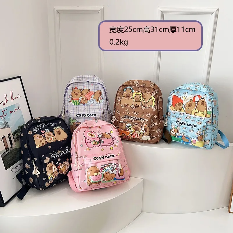 Cute Large Capacity Capybara Backpack Cartoon Breathable Student Schoolbag Nylon Ultra-light Book Bag Back to school Women Girl