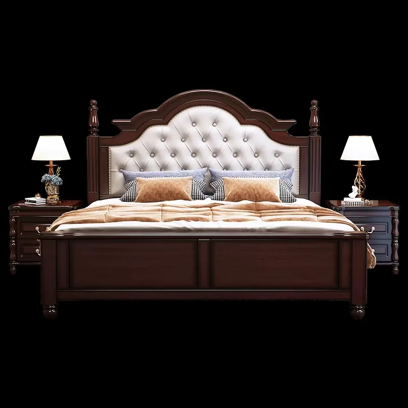 Elegant Modern Double Bed Simple Wood Comferter Loft Bed King Size Letto Matrimoniale Bedroom Set Furniture