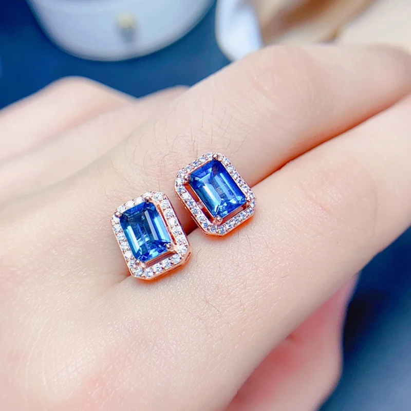 Natural topaz earrings for women silver 925 jewelry luxury gem stones 18k gold plated free shiping items