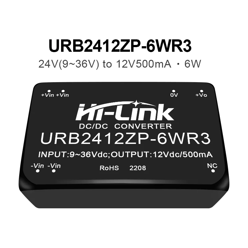 6W Isolated Regulated Power Module 4:1 Wide Input 24V 48V 110V Convert to 3.3V 5V 12V 15V 24V URB2405ZP-6WR3  URB4812ZP-6WR3