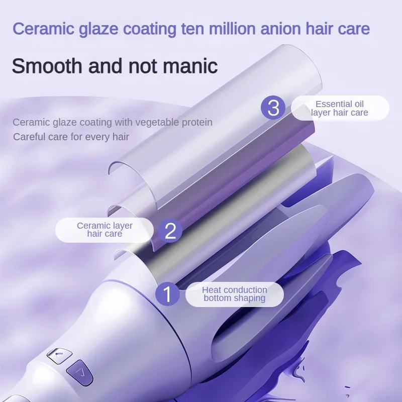 أداة تصفيف أوتوماتيكية لتجعيد الشعر ، أسلاك كهربائية دوارة ° ، شاشة LCD ، موجة طويلة الأمد ، 32 ، حجم كبير ، مجعد الشعر