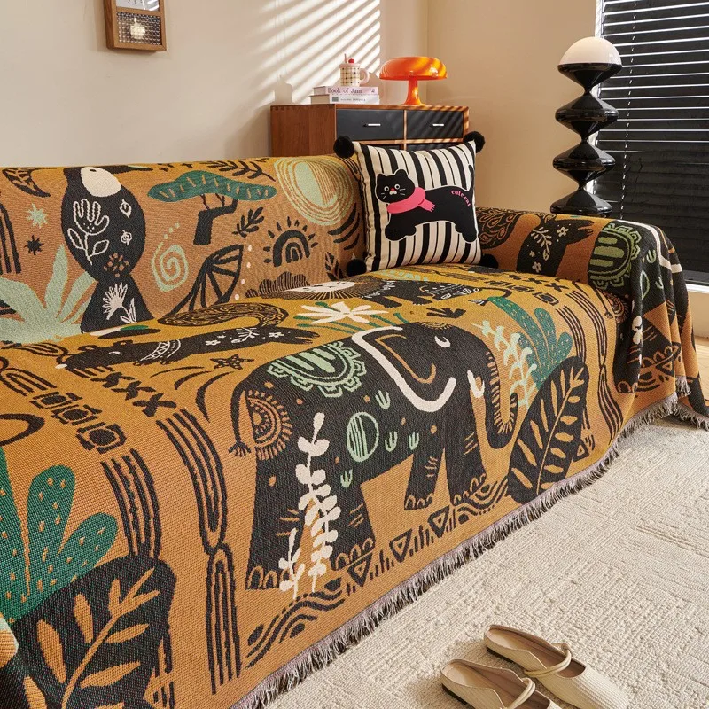 Cartoon Style Sofa Cover Towel Universal All Season One Piece Dustproof Sofa Blanket Home Textile Household Goods