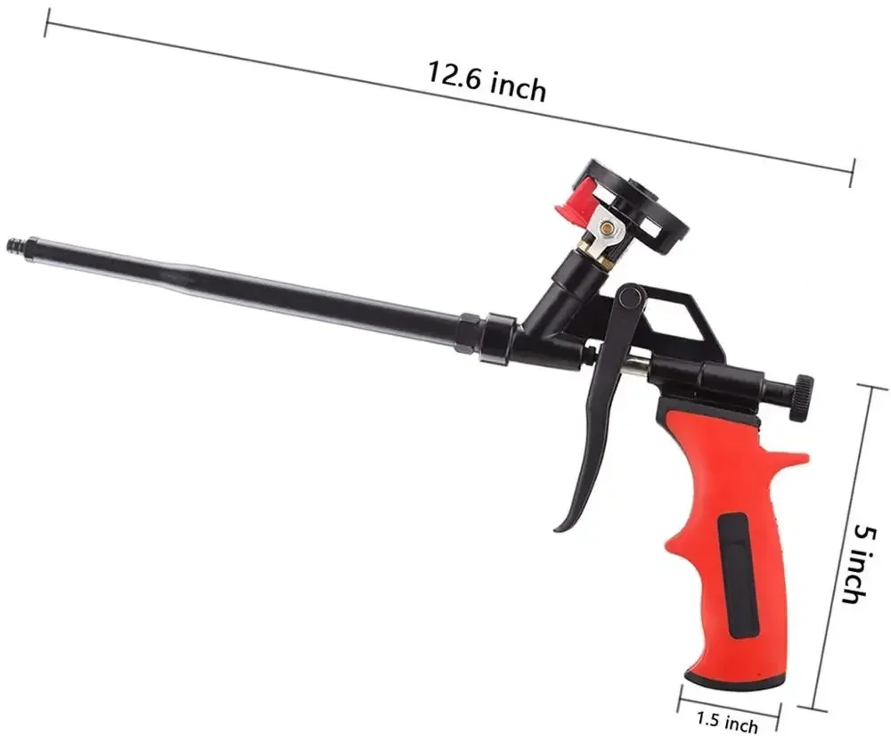 Tidak perlu membersihkan pistol busa, Pu memperluas pistol busa semprot tugas berat, tubuh logam tertutup dengan PTFE