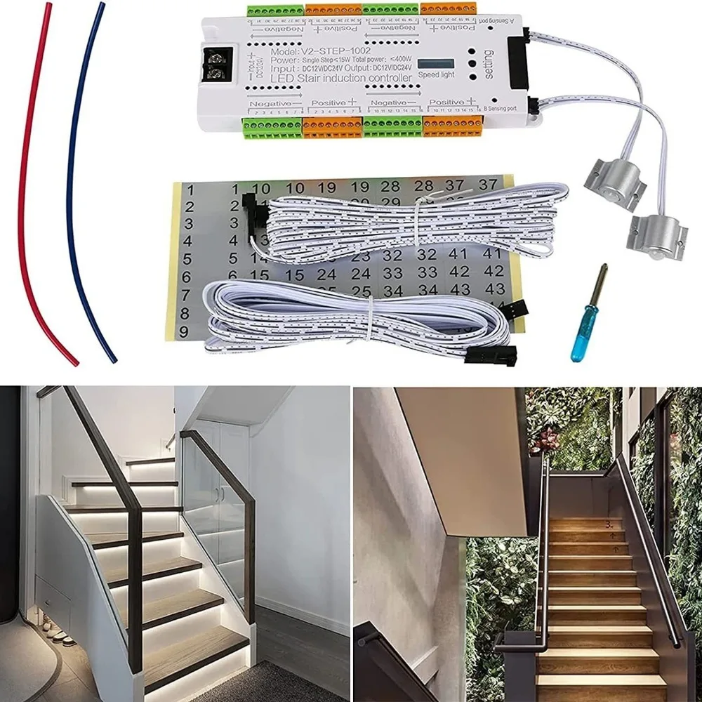 Controller per luce per scale Controller per sensore di movimento a LED DC12 24V 32 canali Dimmer per luce notturna PIR per interni per scale