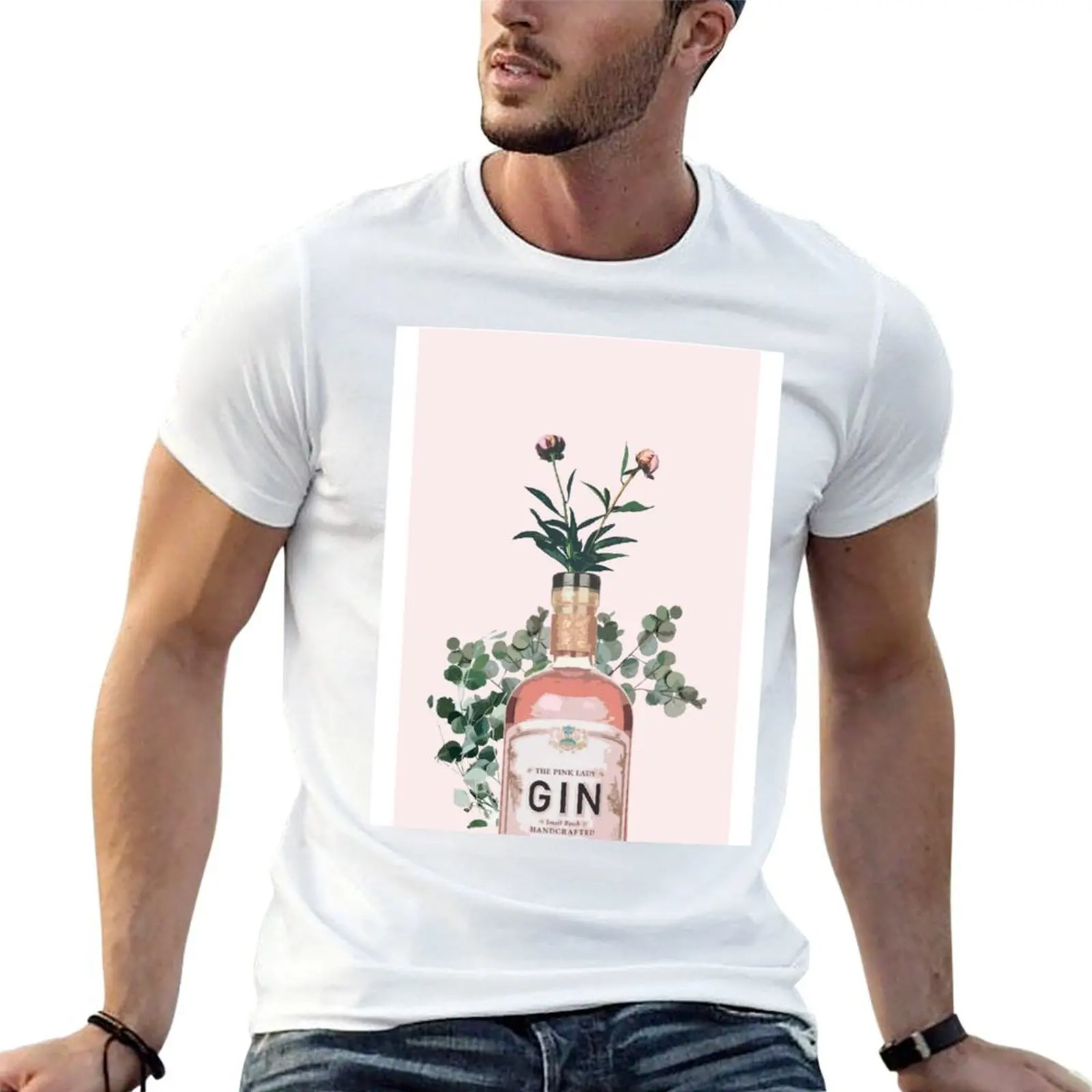 Camiseta con ilustraciones de Gin rosa, camisetas para hombre, camisetas de anime de marca de lujo de alta calidad para hombre, camiseta informal para hombre