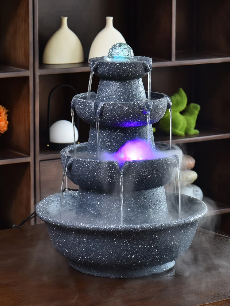 Flowing Water Fountain Desktop Decoration Recycling Fengshui Ball Wheel Fish Tank Rockery Home Decoration Gift Attraction