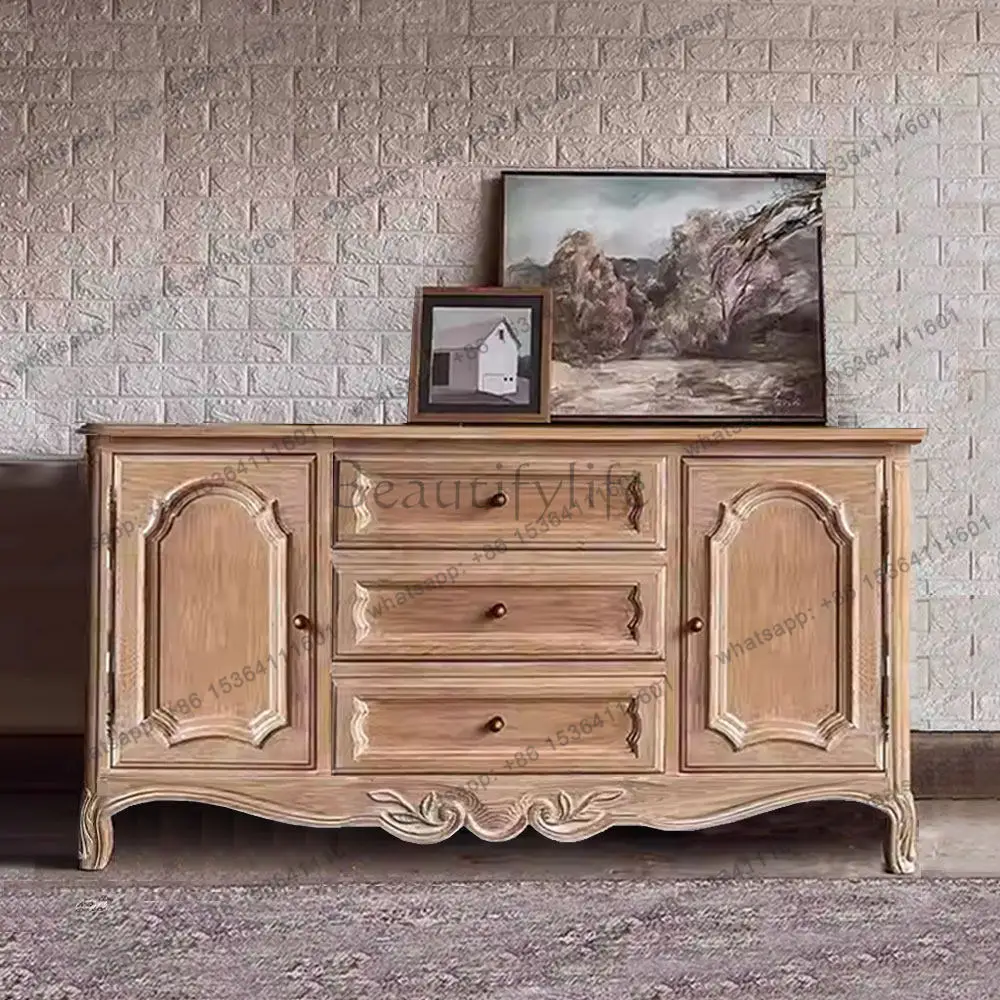 

American rural floor-to-ceiling locker living room French solid wood furniture small apartment storage cabinet