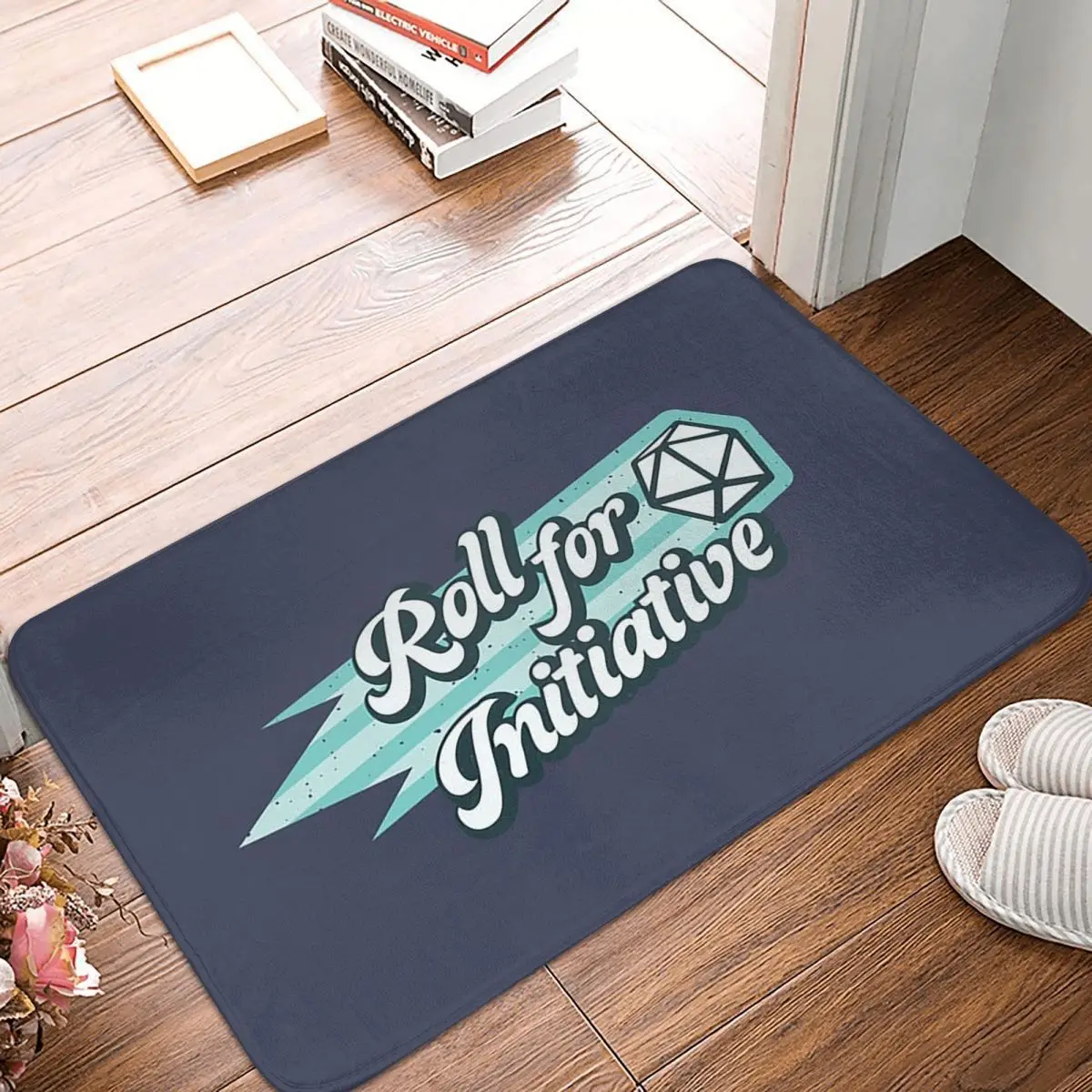 Dnd Game Roll For Initiative Fantasy 80s Retro Ice Dice Anti-slip Doormat Floor Mat Carpet Rug for Kitchen Entrance Footpad Mats