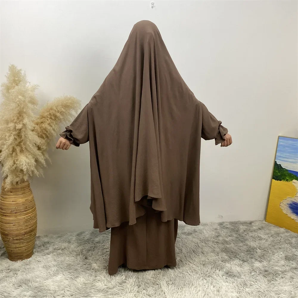 Ramadan Khimar Abaya saoudien 2 pièces ensemble turquie Islam musulman Hijab Robe vêtements de prière Abayas femmes Kebaya Robe Femme Musulmane