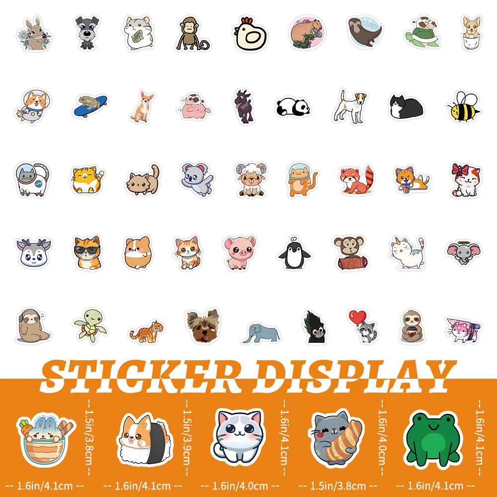 100 قطعة من ملصقات الكتابة على الجدران على شكل حيوانات كرتونية لخوذة الدراجة اليدوية مقلمة الشارات LanLanStickersWorld