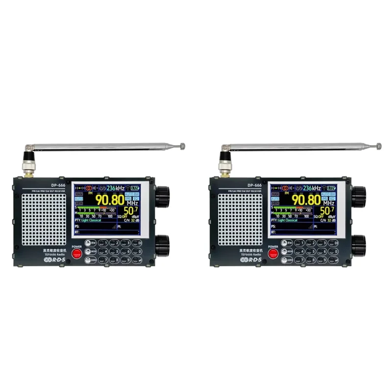 ABMF-2X アップグレード DP-666 TEF6686 ラジオ高感度フルバンド受信機アンテナ付きブラック