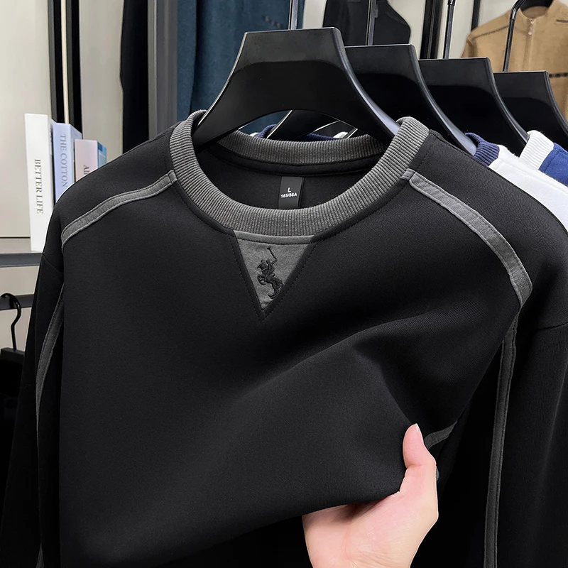 Original Design Men's O-Neck Long Sleeve Pullover Hoodie Autumn New Arrival Horse Embroid Breathable Versatile Casual Men's Wear