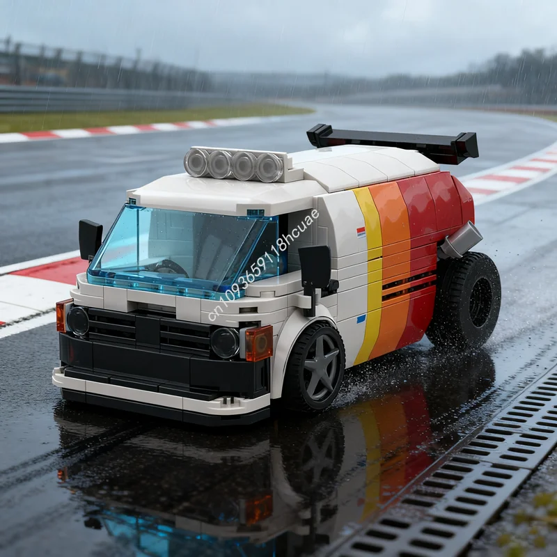 

350pcs MOC Toyota HiAce Custom Carmine City Champions Supercar Model Building Blocks Assemble DIY Christmas Gift Brick Toy Kids