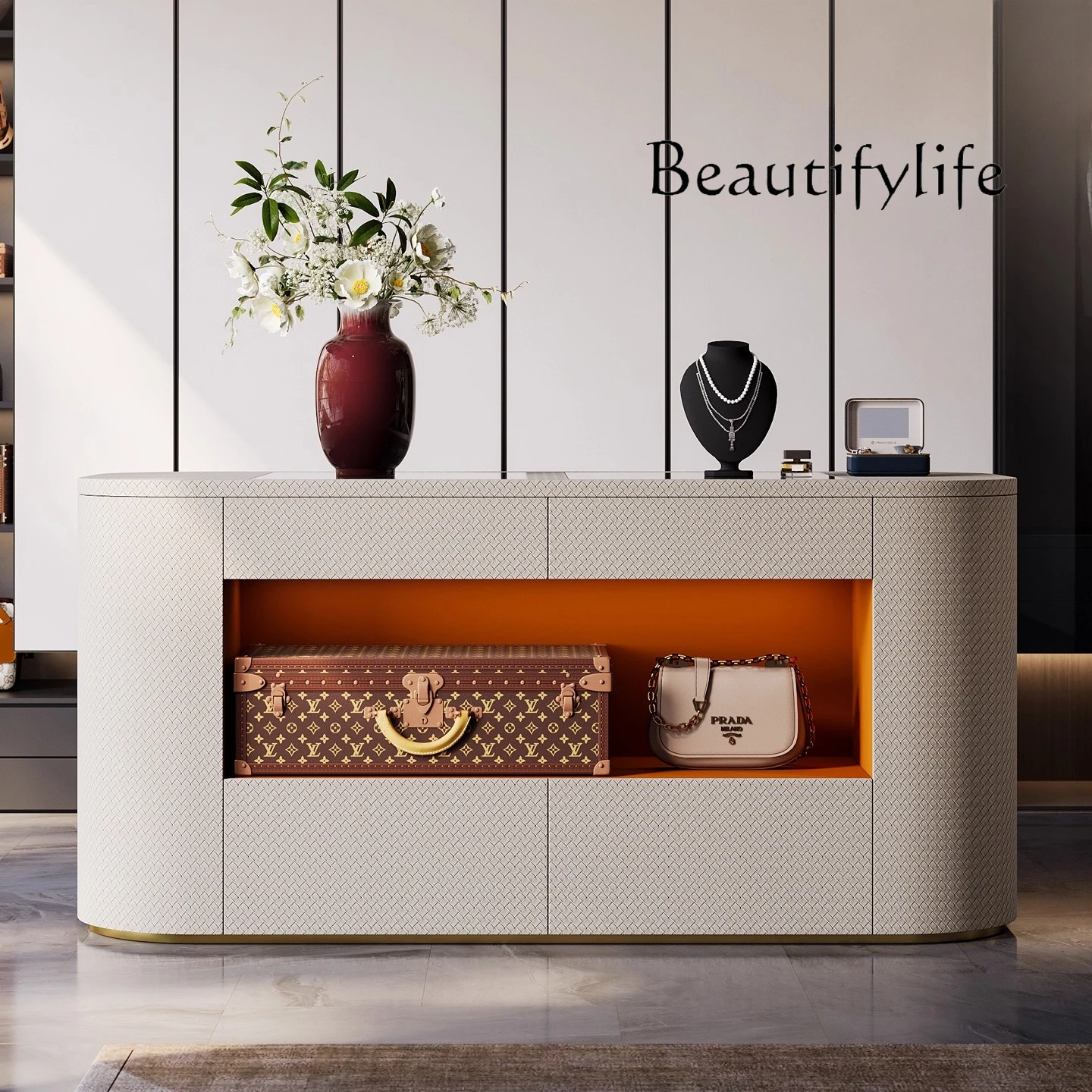 

Light luxury floor-to-ceiling jewelry cabinet luxury house Italian high-end custom storage bedroom Nakajima Tai fashion