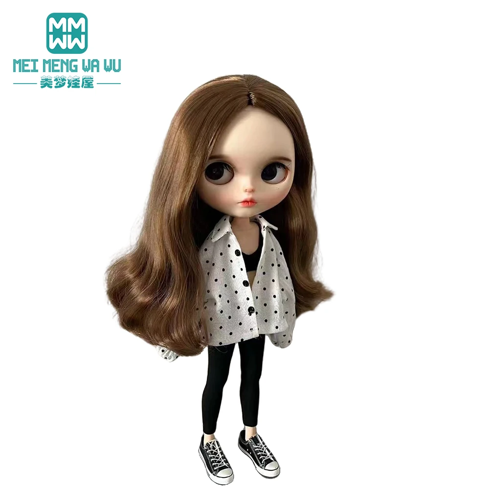 Kleidung für Puppen, modische Polka-Dot-Hemden, Sommerkleider, Sweatshirt-Sets, passend für Blyth Azone OB22 OB24 Puppenzubehör – Detail 1