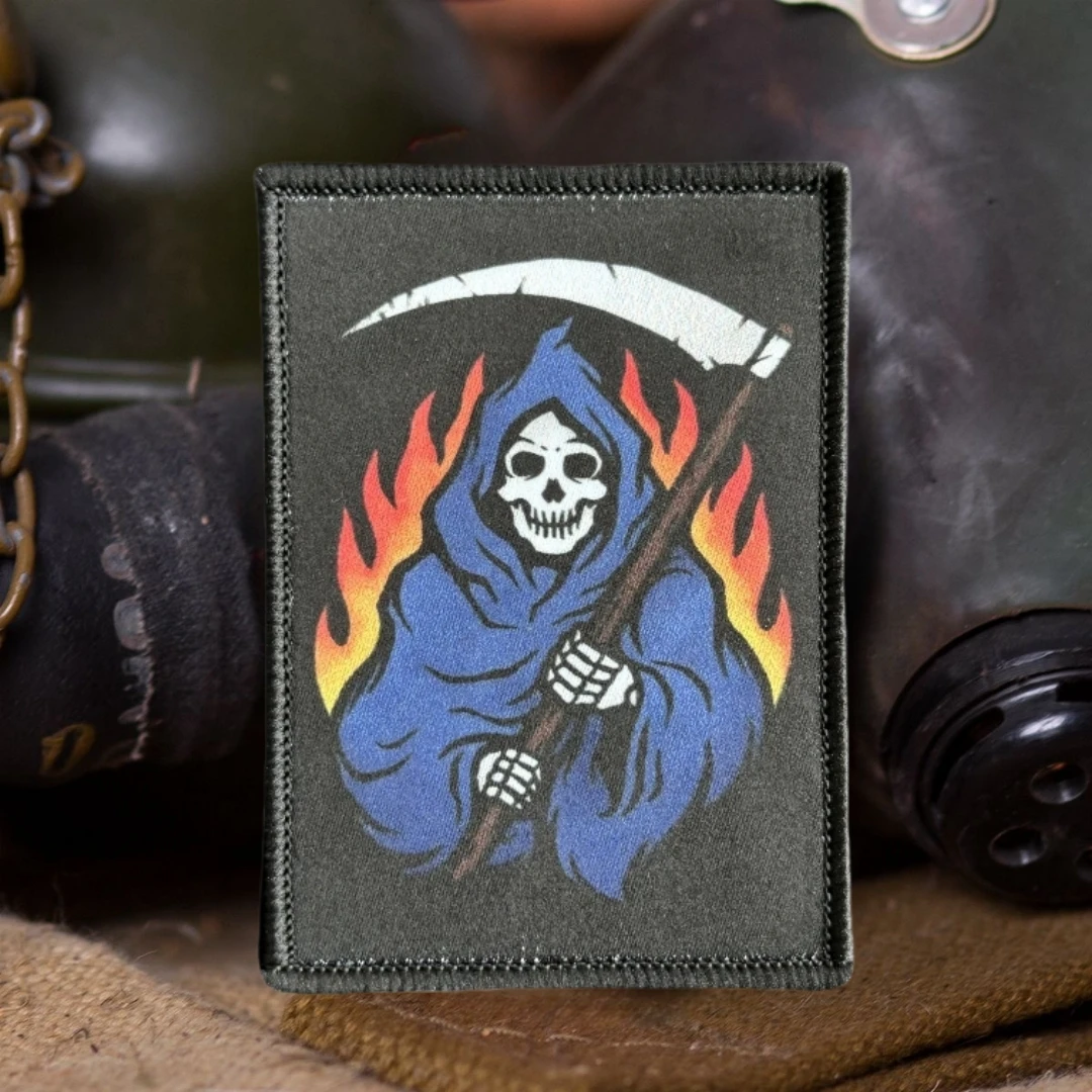 Hellbringer Reaper Tactical Patch Death Skull Soldier Morale Badge Printing Hook and Loop Patches Military Backpack Sticker