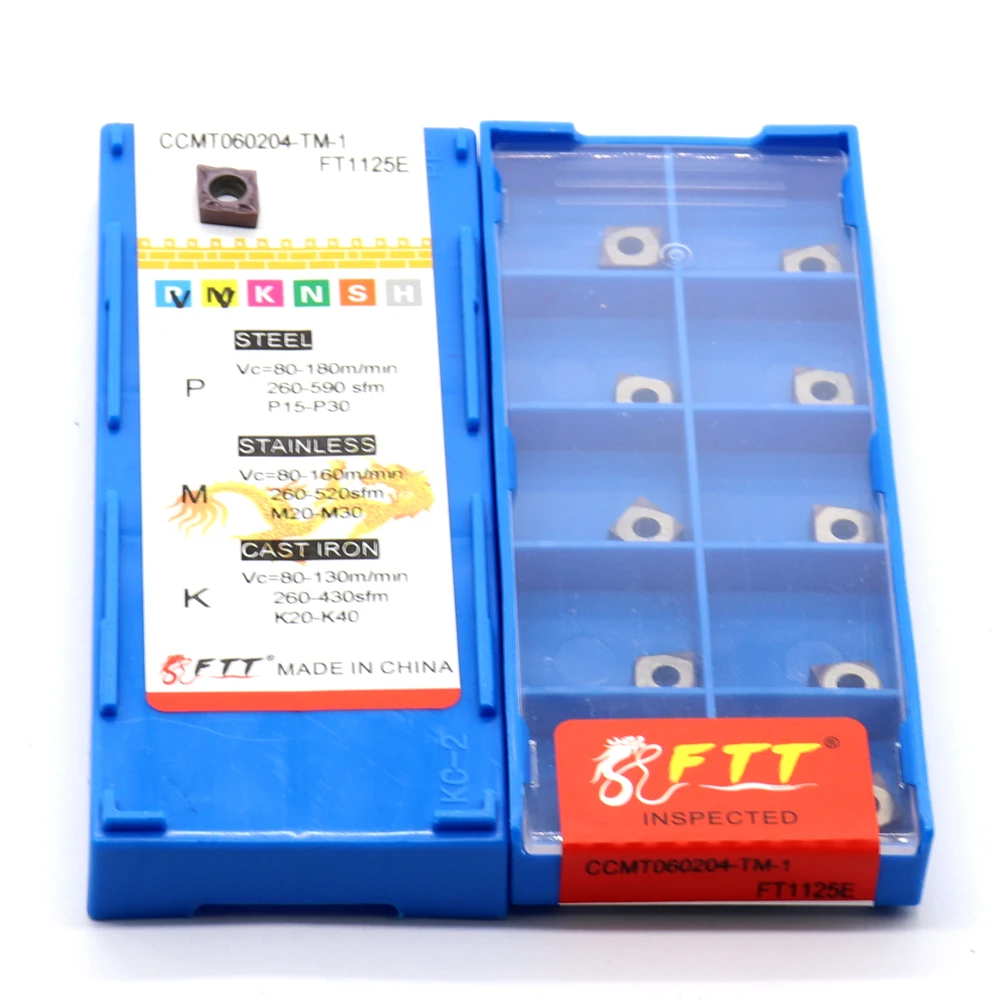 CCMT060204-TM-1 카바이드 인서트 오리지널 내부 선삭 공구, CCMT 060204 CNC 블레이드 선반 선삭 공구, FT1125E