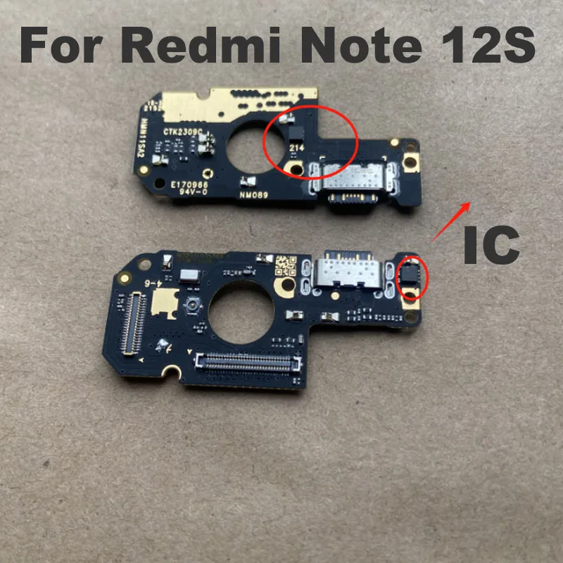 For Xiaomi Redmi Note 12S USB Charging Port Mic Microphone Dock Connector Board Flex Cable With IC Repair Parts Global