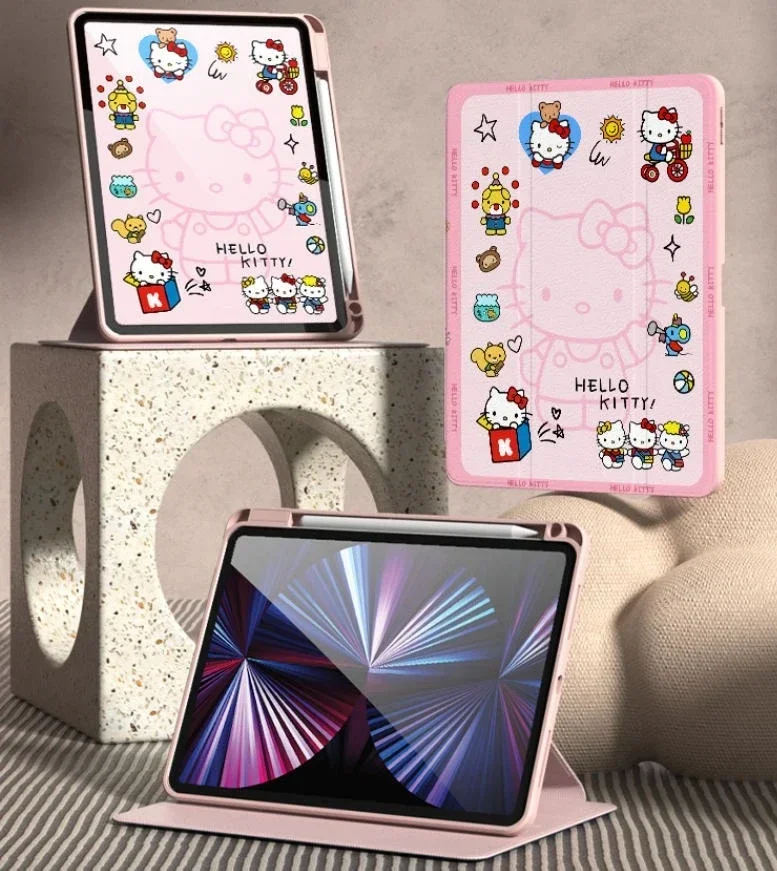 Olá kitty para ipad caso funda ipad 8/9/10 10.2in a16 11in tablet capa pro4 5 6 12.9in m4 air4 5 10.9in m2 m3 escudo protetor