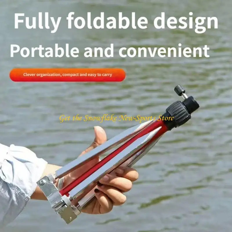 E56D Light Weight Adjustable Ground Insert Fishing Stand 3 Spikes Support Aluminum Alloy Fishing Rod Holder Easy to Carry