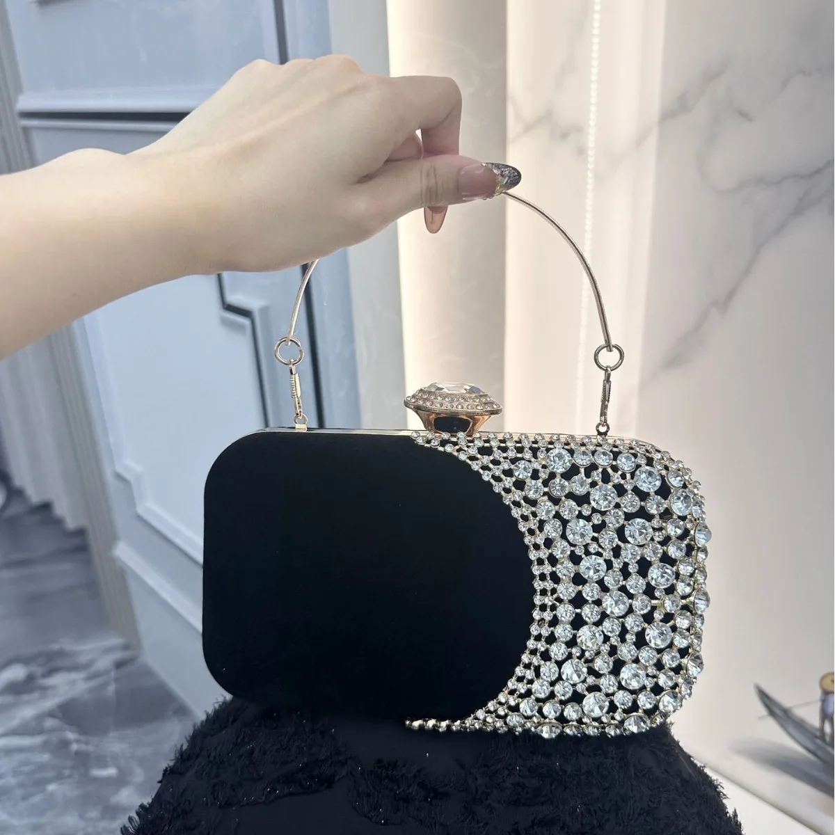 حقيبة يد مسائية مدمجة بالألماس الرجعية للنساء حقيبة يد Dr متعددة الاستخدامات Ele Par Accory Hard ell صغيرة الحجم #2