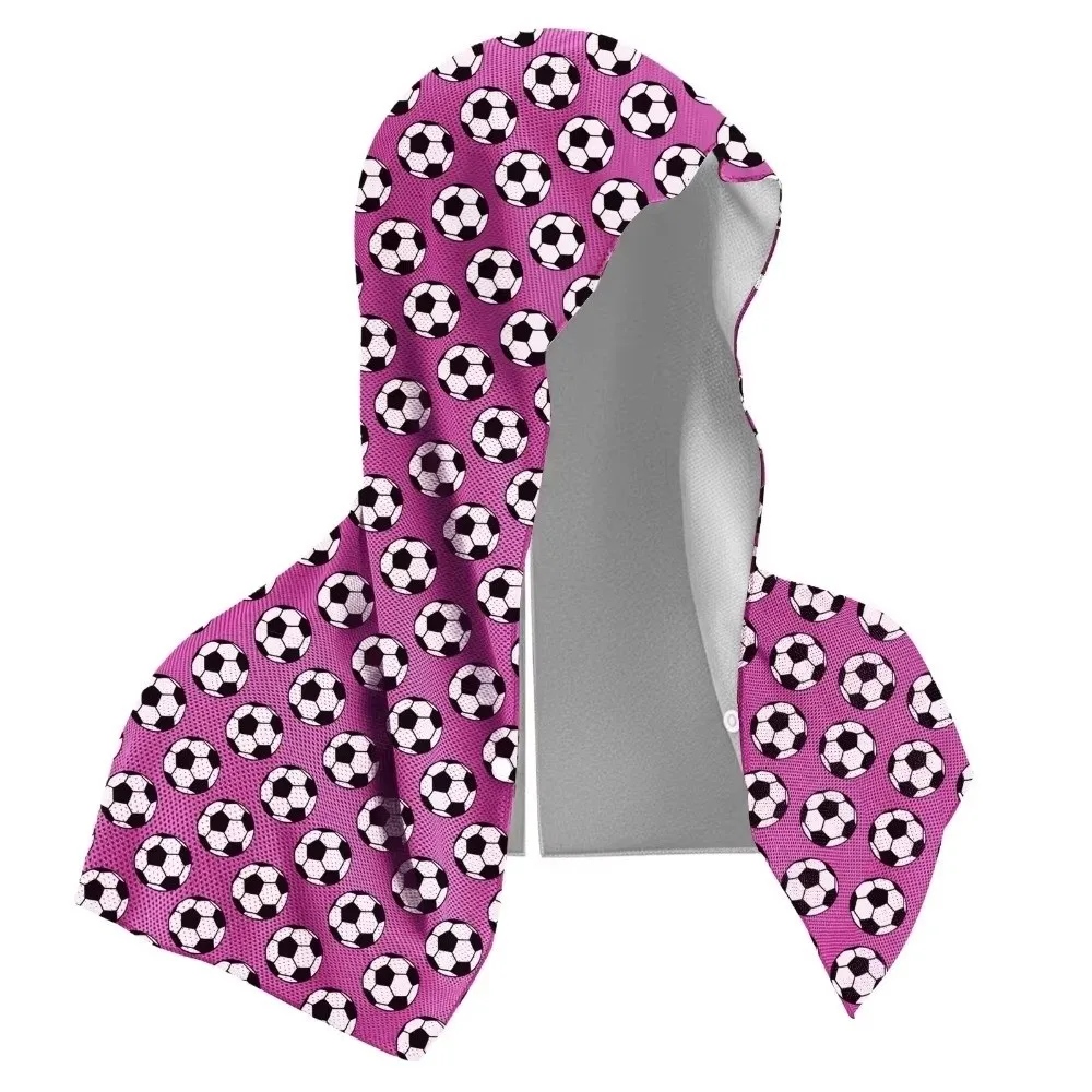 Quick-Dry Cooling Sports Scarf Football Pattern Moisture-Wicking Hooded Headscarf Breathable Lightweight UV Protection Towel