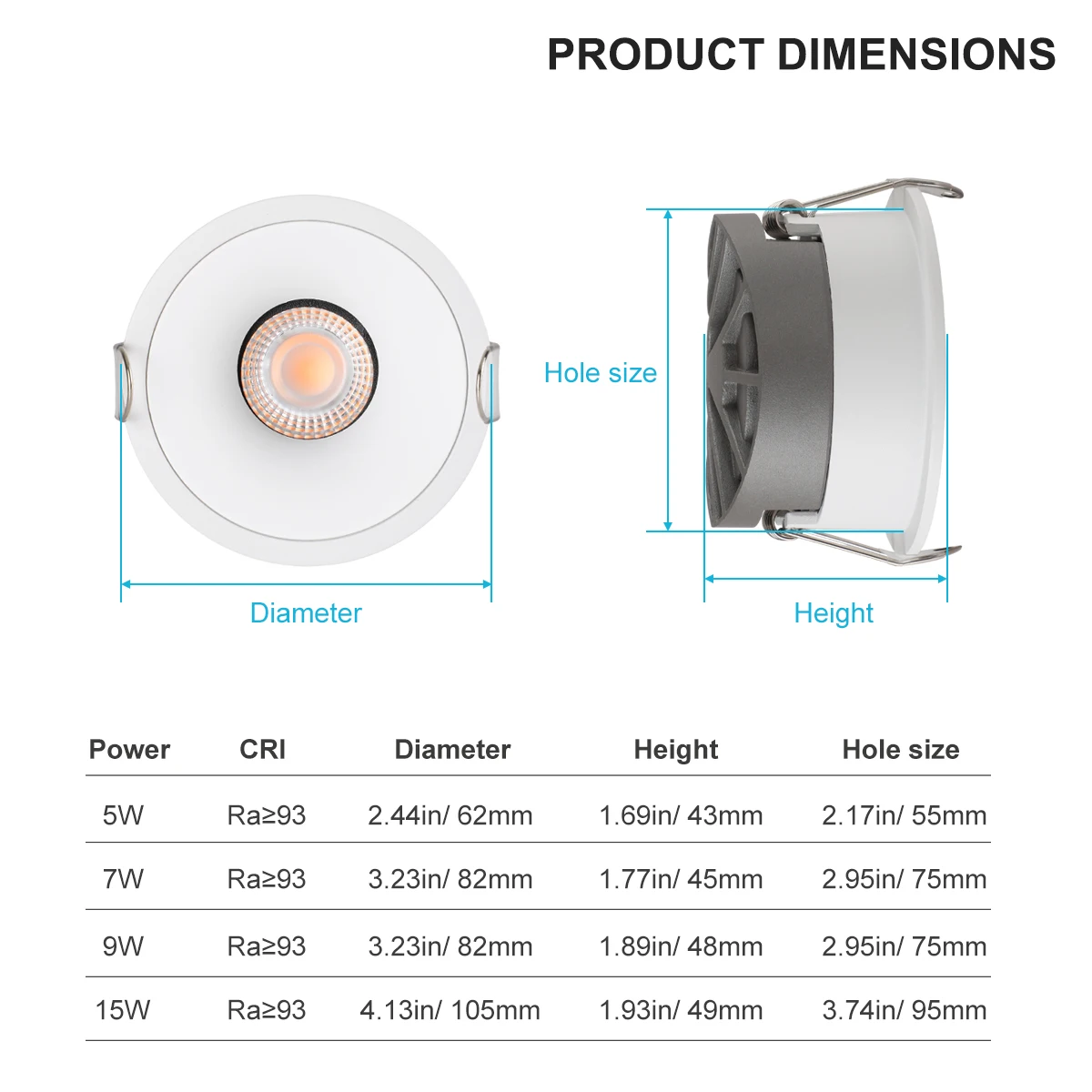 DC24V Constant Pressure Recessed LED Spotlight 5W 7W 9W 15W Round Ra93 Downlight for Tuya Zigbee BLE DALI DT8 Matter KNX System - Image 2