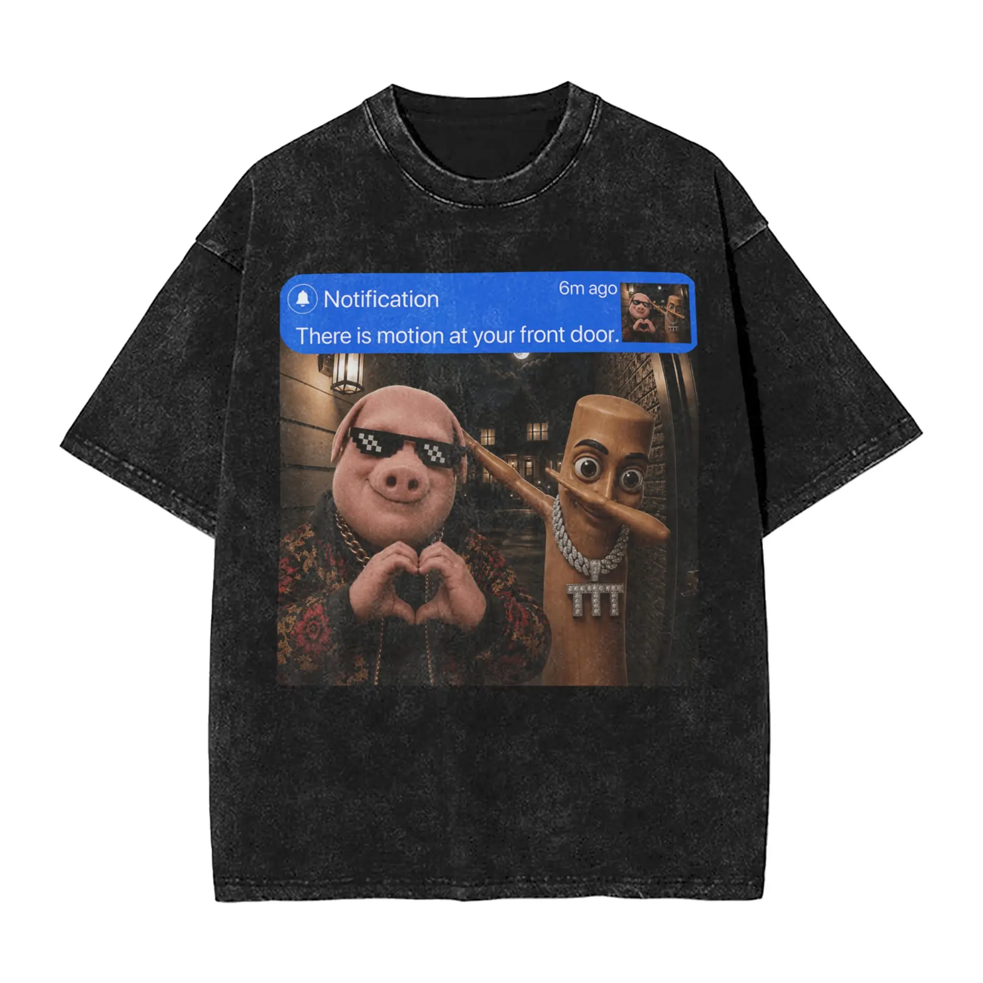 There is Motion at Your Front Door Tung Tung Tung John Pork T-Shirts for Men  Awesome Cotton Tee Shirt O Neck T Shirt Print Tops