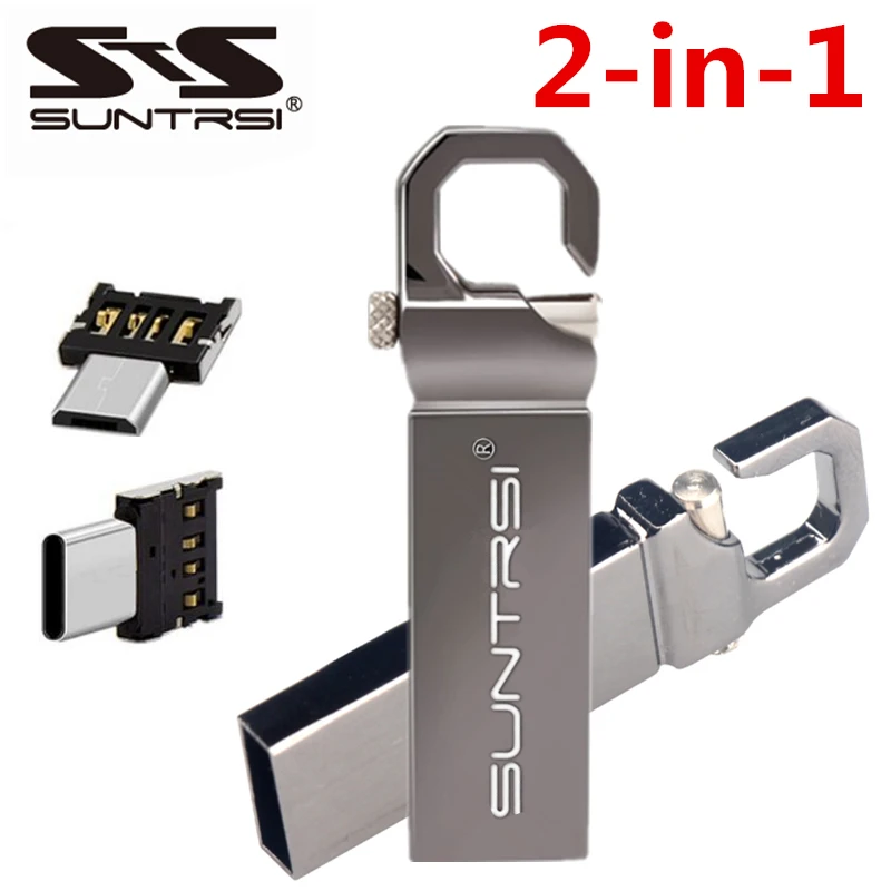 Suntrsi Pendrive 128GB Memory Stick 64GB 32GB Metal Usb Flash Drive 128Gb Pen Drive 64 Gb 8Gb Usb Stick 16 Gb Gift USB 2.0