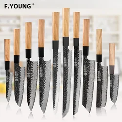 F.YOUNG Damascus Steel Kitchen Knives Japanese Hand Forged Chef Knife Vegetable Slicing Sashimi Utility Kitchen Cooking Tools