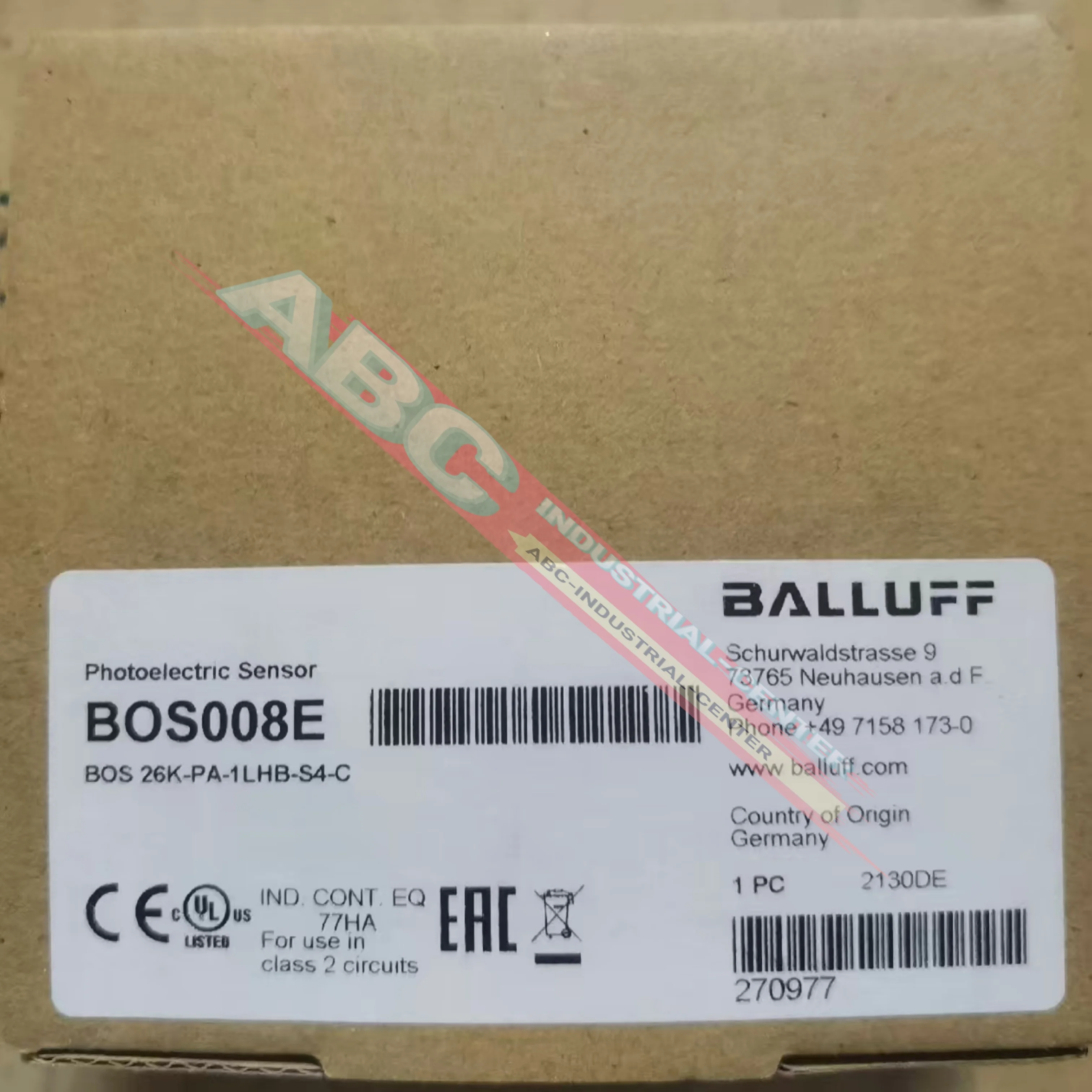 

Brand new BOS008E BOS26K-PA-1LHB-S4-C Diffuse Sensor