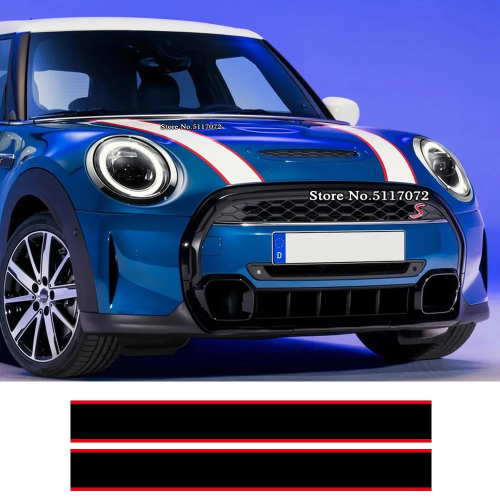 For Mini R55 R56 R57 R58 R59 R60 R50 R52 R53 F54 F55 F56 F60car Hood Decal Engine Cover Rally Line Bonnet Stripe Sticker