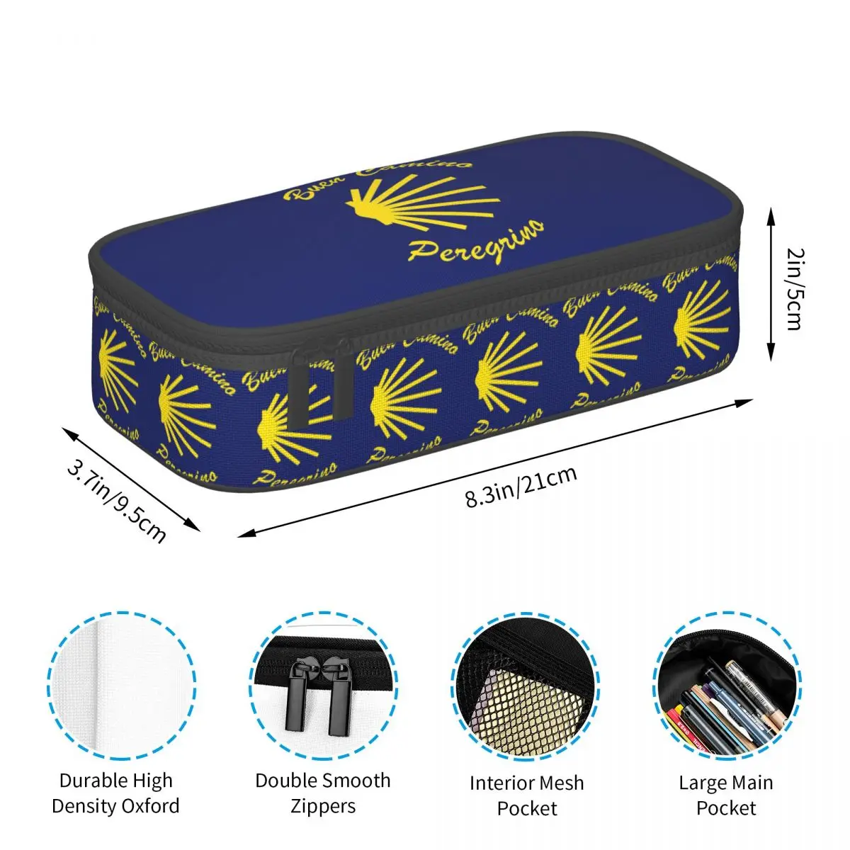 Yellow Camino De Santiago Scallop Shell Pencil Case Pen Holder Storage Stationery Supplies Large Capacity Pen Box Pencil Bag