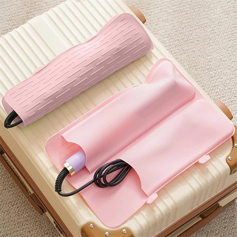 Silicone Hair Curling Wand Cover Hair Straightener Storage Bag Hairdressing Curling Iron Insulation Mat Heat Resistant Pouch