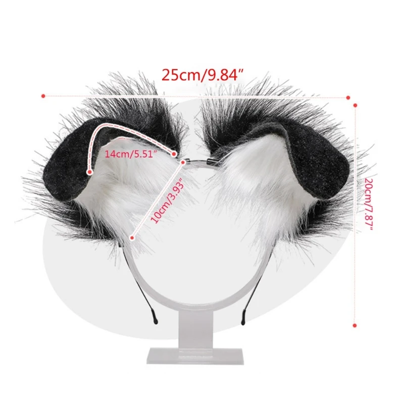 Plush Dog Ears Headbands Furry Animal Ears Headwear Kawaii Hair Hoop for Halloween Cosplay Headpiece Party Supplies