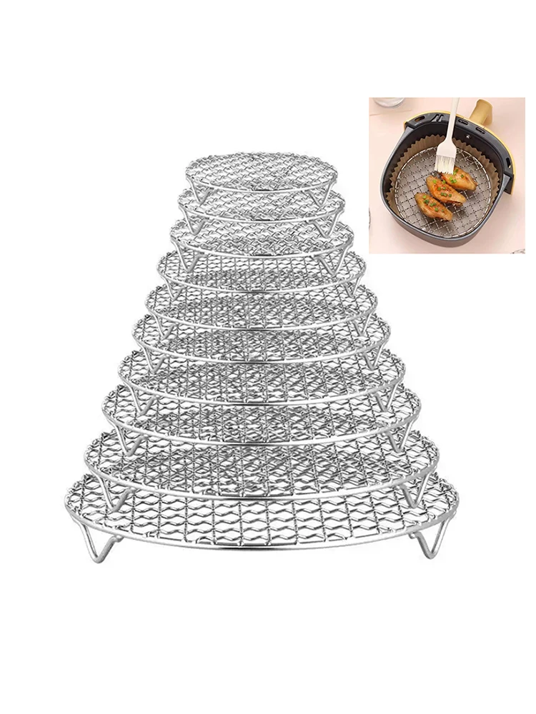 ▶ Support rond pour friteuse à Air avec pieds, grille empilable, en acier inoxydable, Anti-corrosion, pour la cuisine domestique, four à vapeur