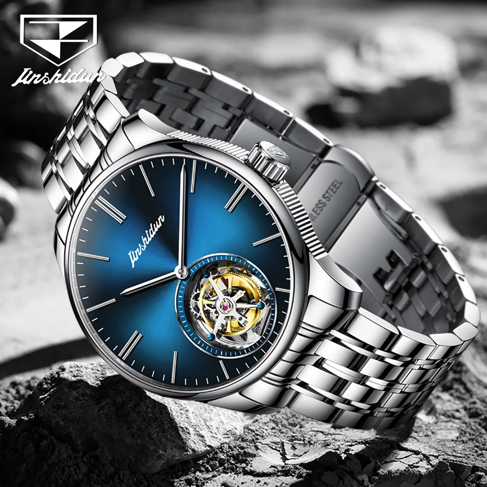 JSDUN 834 Tourbillon Men Watch Hollow Luxury Brand Men Automatic Mechanical Watch Trendy Sapphire Mirror Waterproof Men Watch