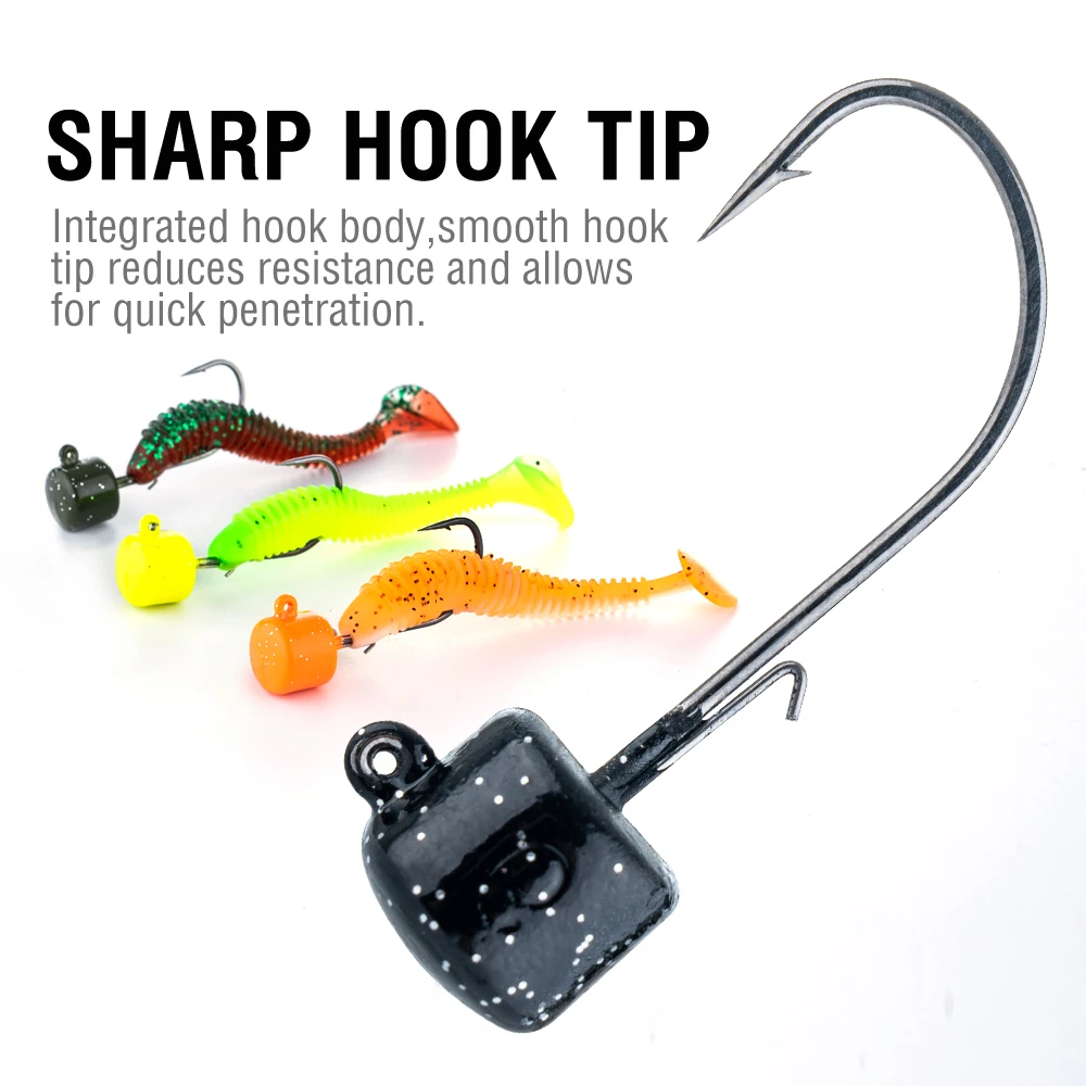 Bunte Ned Jig-Kopf-Angelhaken, 20 Stück, Pilzkopf-Haken, 1,8 g–6 g, scharfes Angelgerät für weiche Köder – Detail 4