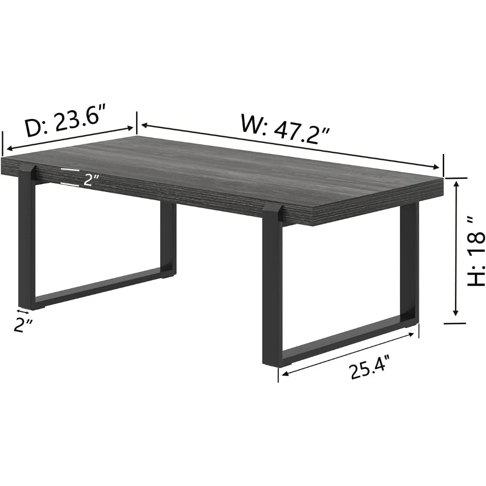 Rustic Modern Coffee Table, Rectangular Wood and Metal Centerpiece, Living Room Cocktail Table, Dark Gray Finish